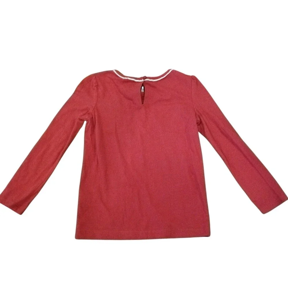 GIRLS CARTER'S 5 DARK RED L/S REINDEER HOLIDAY HEART FLORAL GOLD GLITTER TOP